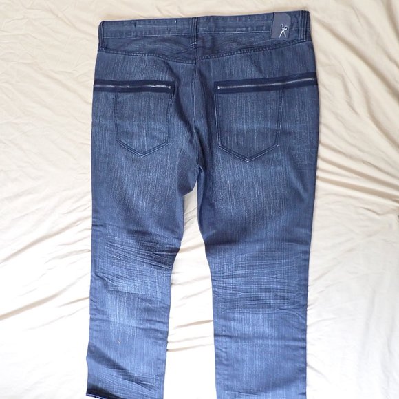 MARC ECKO Men's 42W/31L Jeans/Zippers around/NY/Black washed denim - Picture 3 of 8